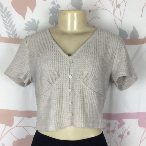 Juniors' SO® Waffle Knit Button Front Top Sz Large - Picture 1 of 7